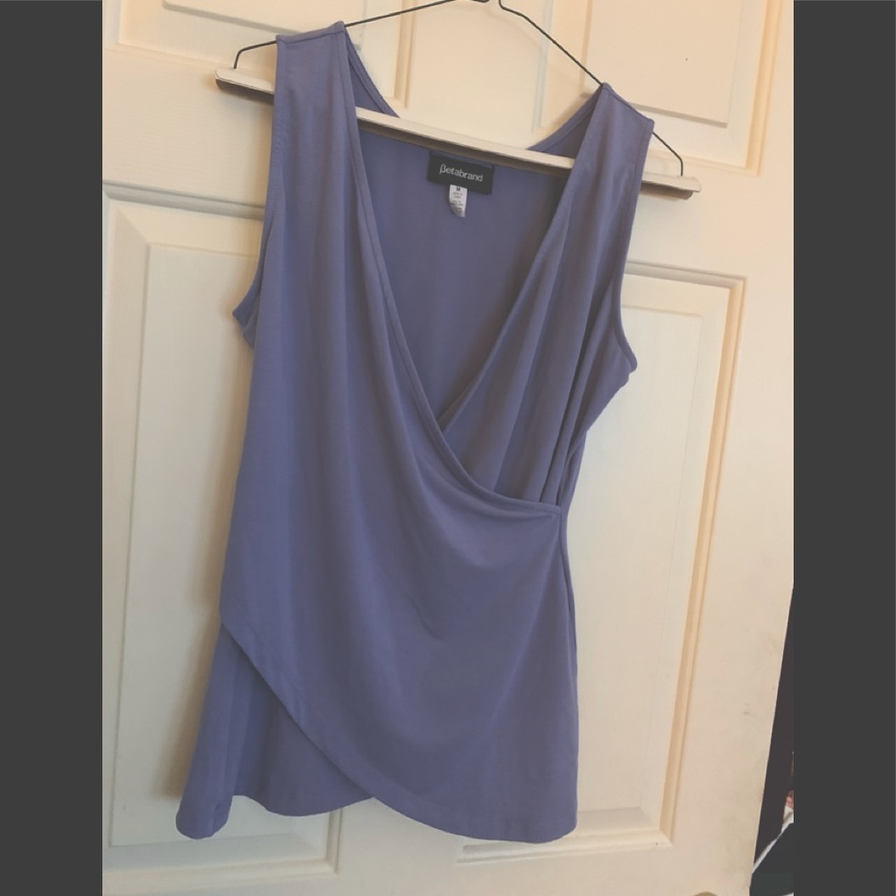 * Betabrand Top Never Worn! Faux Crossover Wrap Cornflower Blue SZ Medium RARE *